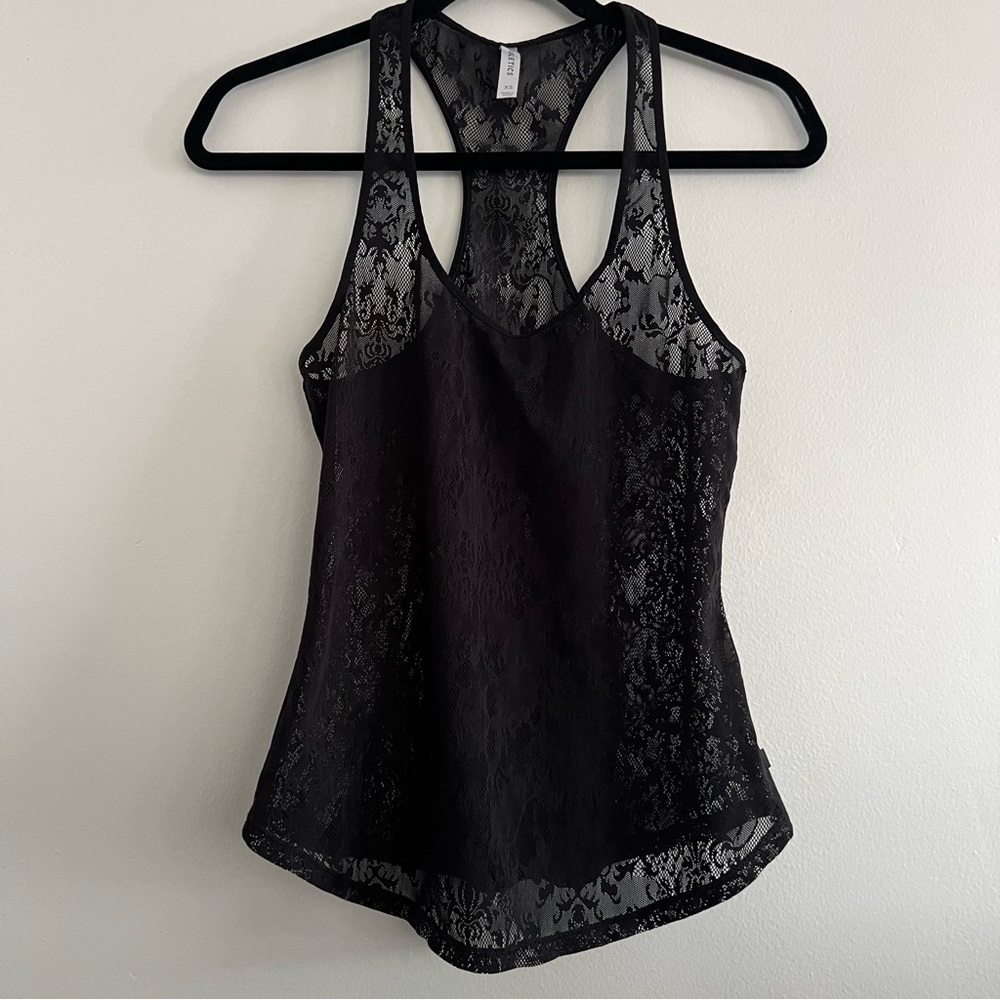 Fabletics Black Floral Lace Orchard Racerback Tank Top Size XS - Picture 3 of 9